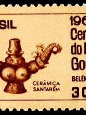 Selo postal do Brasil de 1966 Museu Emilio Goelbi