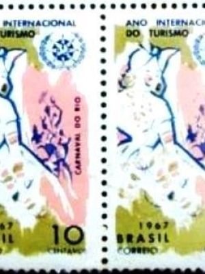 Par de selos postais Comemorativos do Brasil de 1967 Ano do Turismo