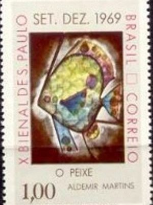 Selo postal do Brasil de 1969 O Peixe