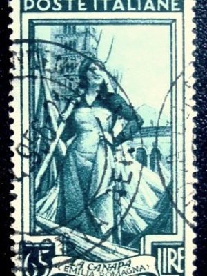 Selo postal da Itália de 1957 Hemp Worker