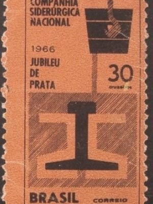 Selo postal do Brasil de 1966 Aniversário CSN - C 547 N