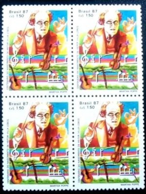 Quadra de selos postais do Brasil de 1987 Villa Lobos