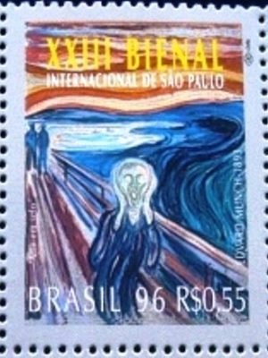Selo postal do Brasil de 1996 O Grito - Munch