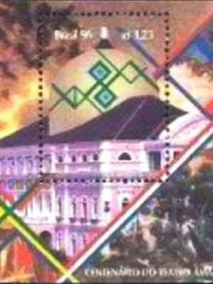 Bloco postal do Brasil de 1996 Teatro Amazonas