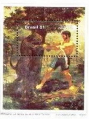 Bloco postal do Brasil de 1981 Felix Émile Taunay N