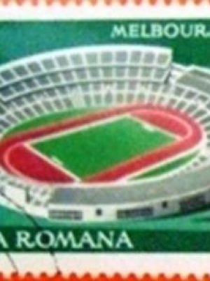 Selo postal da Romênia de 1979 Melbourne Stadium (1956)