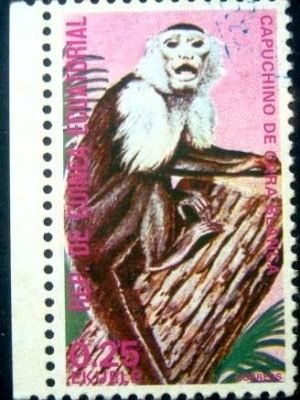 Selo postal da Guiné Equatorial de 1975 White-headed Capuchin