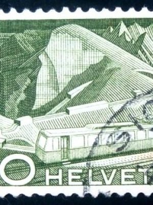 Selo postal da Suíça de 1949 Mountain Railway