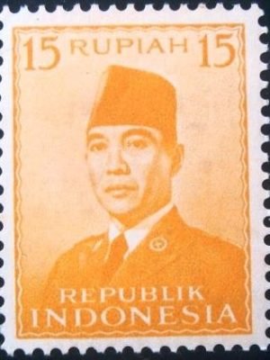 Selo postal da Indonésia de 1953 President Sukarno 15
