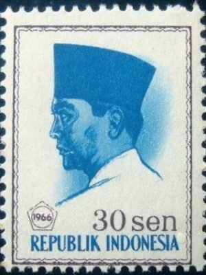 Selo postal da Indonésia de 1966 President Sukarno
