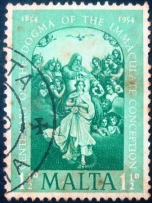 Selo postal de Malta de 1954 Immaculate Conception