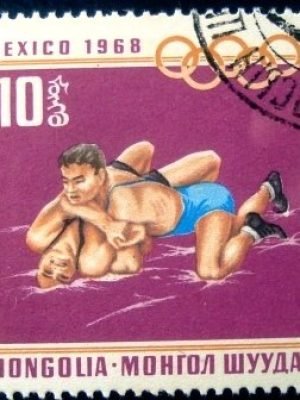 Selo postal da Mongólia de 1968 Wrestling