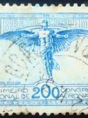 Selo postal do Brasil de 1934 Congresso Aeronáutica C 65 A