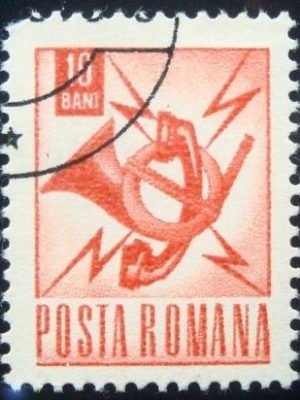 Selo postal da Romênia de 1968 Post Emblem 10 U