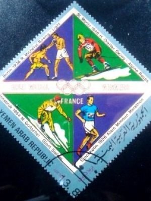 Selo postal da Rep. Árabe do Yemen de 1972 Olympic Games French