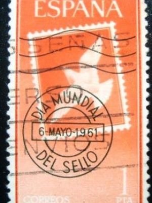 Selo postal da Espanha de 1961 World Stamp Day
