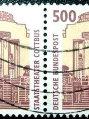Par de selos postais da Alemanha de 1993 State Theatre Cottbus