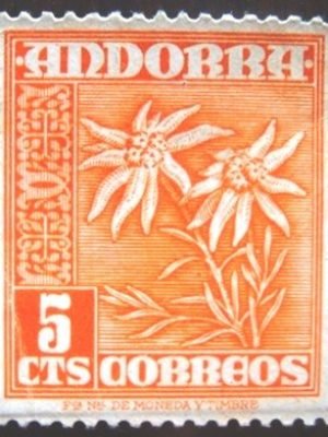 Selo postal da Andorra Espanhola de 1953 Edelweis 5 N