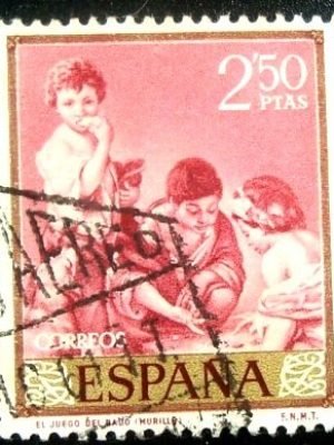 Selo postal da Espanha de 1960 The Dice game