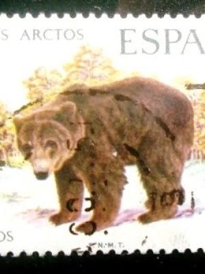 Selo postal da Espanha de 1971 Brown bear U