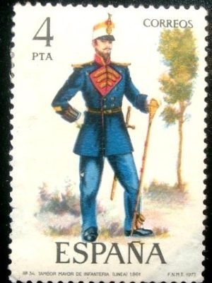 Selo postal da Espanha de 1977 Drum Major