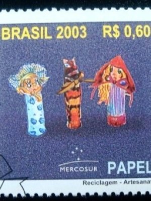 Selo postal do Brasil de 2003 Reciclagem Papel