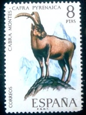 Selo postal da Espanha de 1971 Iberian Ibex N