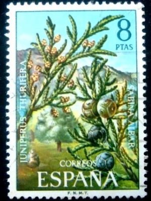 Selo postal da Espanha de 1972 Spanish Juniper U