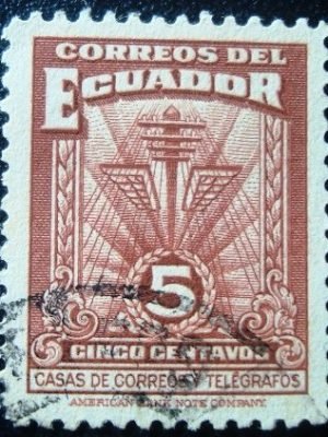 Selo postal do Equador de 1940 Simbólico das Comunicações 5