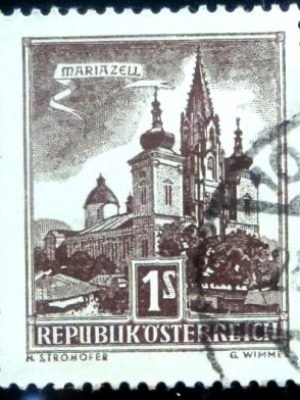 Selo postal da Áustria de 1959 Basilica of Mariazell U sev