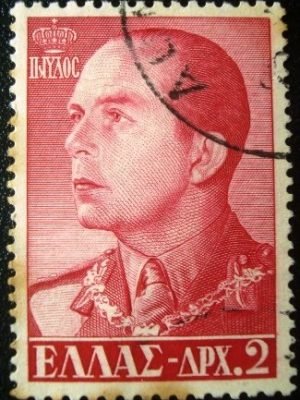 Selo postal da Grécia de 1957 King Paul