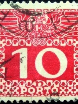 Selo postal da Áustria de 1908 Imperial coat of arms & digit 10