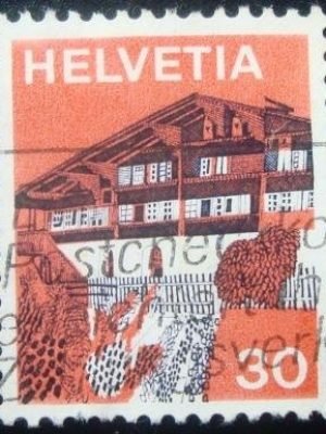 Selo postal da Suíça de 1973 Erlenbach in Simmental