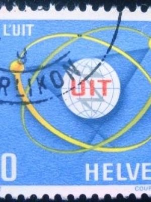 Selo postal da Suíça de 1965 Telecommunication
