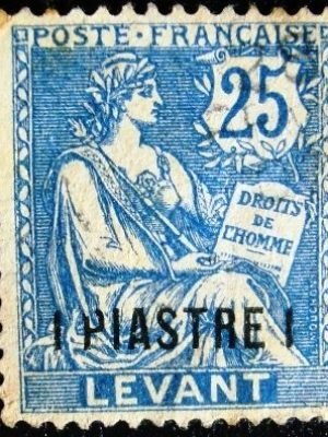 Selo postal de Levant (França) de 1902 Type Mouchon 1 Piastre