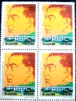 Quadra de selos postais do Brasil de 1986 Juscelino Kubitschek