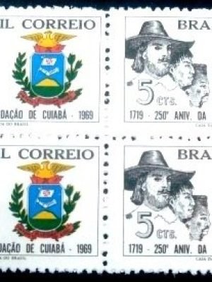 Quadra de selos postais do Brasil de 1969 Aniversário de Cuiabá