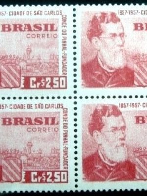 Quadra de selos postais de 1957 Conde do Pinhal