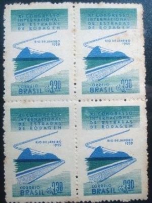 Quadra de selos postais de 1959 Estradas de Rodagem - N