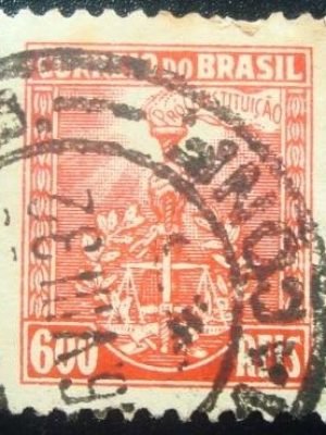 Selo Postal de 1932 Emblema 600rs U