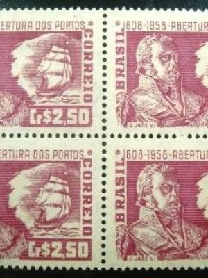 Quadra de selos postais do Brasil de 1958 Abertura Portos N QD