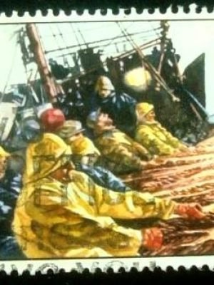 Selo postal do Reino Unido de 1981 Hauling in Trawl Net