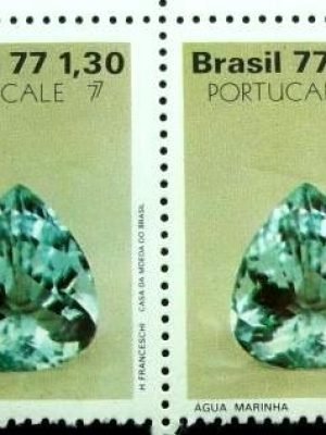 Par de selos Postais do Brasil de 1977 Água Marinha