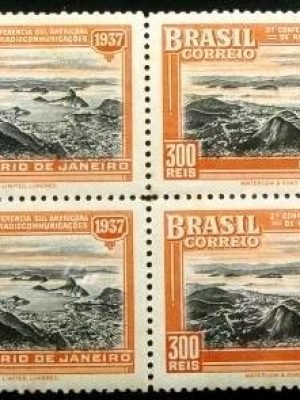 Quadra de selos postais do Brasil de 1937 Radiocomunicações