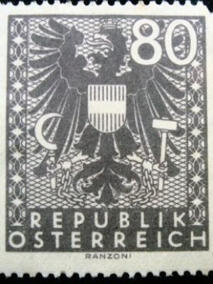 Selo postal da Áustria de 1945 Coat of Arms 80