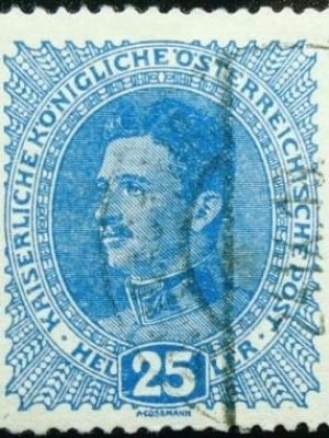 Selo postal da Áustria de 1917 Emperor Karl I 25