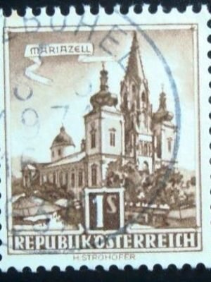 Selo postal da Áustria de 1960 Basilica of Mariazell