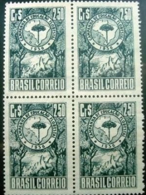 Quadra de selos postais de 1956 Educação Ambiental