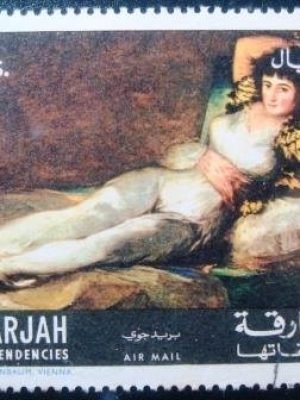 Selo postal de Sharjah de 1967 The clothed Maja