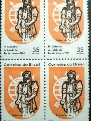 Quadra de selos postais do Brasil de 1965 Estácio de Sá - N